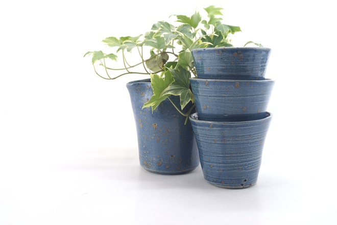 Set 3 kommetjes met kannetje in Jeans Blauw glazuur