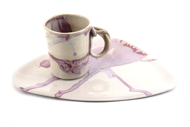 Dienblad Annabel in wit en rose glazuur