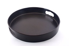 Rond dienblad met open handvatten in bosgrond glazuur